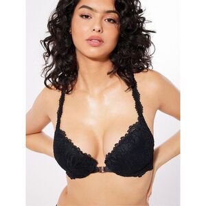 Savage X Fenty Romantic Corded Lace Push Up Bra In Black Caviar Size 36B